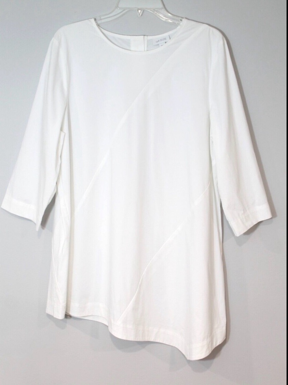 J.Jill white tunic shirt with an asymmetrical hemline White Shirt Collection M